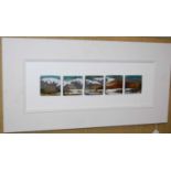 Jeff Buttress, 'Cairngorms and Loch Morlich', five handmade ceramic tiles mounted as one, framed,