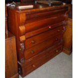 A 19th century mahogany chest of drawers (lacking plinth base)