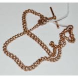A 9ct gold Albert chain with T-bar suspension, gross weight 28.5 grams