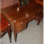 A 20th century mahogany kneehole dressing table / sideboard, together with a mahogany framed strut