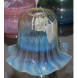 An Arts & Crafts vaseline glass shade with frilled rim