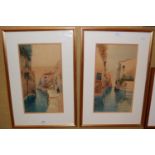 Late 19th/ early 20th century Italian School, a pair of Venetian canal scenes, watercolours,