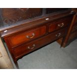 An Edwardian mahogany and chequer banded dressing chest fitted with two short over one long drawer