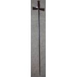 An antique Masonic sword, with double edged blade fullered on both sides, with flatened quillons,