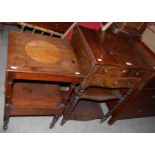 A Georgian mahogany washstand with lower single frieze drawer, together with a mahogany drop leaf