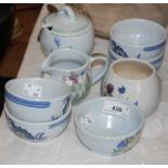 A group of Buchan ware to include milk jug, butter dishes, etc