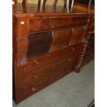 A 19th century flame mahogany ogee chest of drawers lacking base