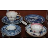 A collection of assorted Chinese porcelain tea ware to include famille rose examples, blue and white