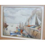 G. Duguid, 'Cramond Harbour Edinburgh', watercolour signed lower right, inscribed on card verso,
