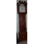 A George III mahogany and boxwood automata longcase clock, Robert MacNab, Perth, the enamelled