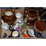 Box - mixed wares to include various lustre ware jugs, Royal Doulton toby jug of Cap't Ahab, trinket