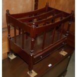 A reproduction mahogany three division canterbury, mahogany drop-leaf occasional table and a