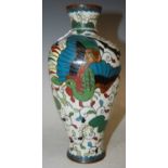 A Chinese white ground cloisonne vase, late 19th century, decorated with a long-tailed bird,