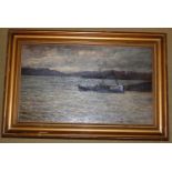 Colin Hunter (19th century) Herring Skiffs on Loch Fyne, oil on canvas, signed lower left, framed,