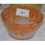 A small Vasart bowl/ pin dish in mottled off-white and orange, signed 'Vasart' on underside base,