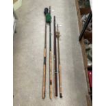 A collection of fishing rods to include 15' Fiber Glass Dapping rod, 17' Cairngorm Graphite (Bruce &