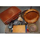 Box - mixed ware to include EP ware, treen ware, brass ware etc