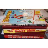 A collection of boys books to include The Victor Book for Boys 1970, 1973, The Dandy 1971, The