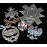 Militaria badges to include a pre-WWII Polish badge of Reserve Officer's Association, a WWII Royal