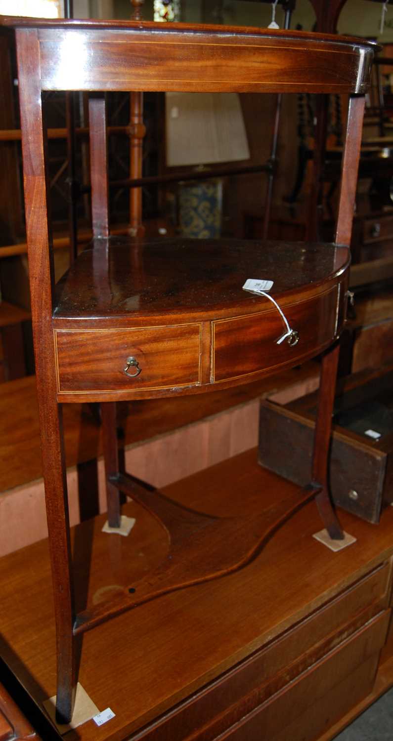 A Georgian mahogany corner washstand with boxwood lined detail
