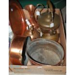 A box of mixed copper ware