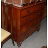 A 19th century mahogany chest of two short over three long drawers on bun feet
