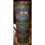 A Chinese gilt metal and champleve enamel cylindrical floor vase, 61cm high