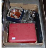 A box of EP and other metal ware