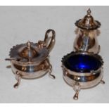 A Birmingham silver three-piece cruet set