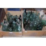 Two boxes - assorted vintage glass bottles