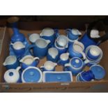 Box - various Devon blue pottery ware and other examples