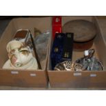 Two boxes of mixed ceramics, glass and EP ware