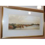 A group of three watercolours to include Colin Tuffrey, watercolour signed lower left 23cm x 54cm,