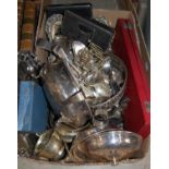 A box of EP and other metalware