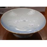 A Bing and Grondahl Copenhagen porcelain footed bowl decorated with a gull in flight, 20cm diameter