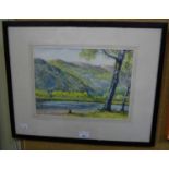 A group of pictures to include a watercolour of Loch Balederon, 23.5cm x 32.5cm, a 20th century
