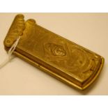 A vintage brass needle case 'The Quadruple Minerva Lever Casket, Patented Copestake Moore Crampton &