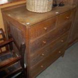 An Art Deco limed oak two-piece bedroom suite comprising two short over three long drawers, and a