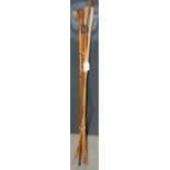 A white metal mounted bamboo walking cane, the white metal surmount with Chinese characters,