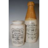 A 'Buchan of Portobello' stoneware ginger beer bottle for 'McCallum & Co., Stirling', 20.5cm high,