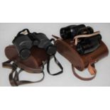 Two vintage cased sets of binoculars comprising one set of J. Lezars Ltd Sunlux MK2 8x30, one set of