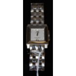 A vintage Imperial sapphire crystal quartz white metal bracelet watch, the dial with paste set