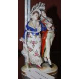 A late 19th/ early 20th century Capodimonte porcelain figure group of female with attendant male