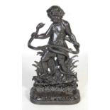 A cast iron cherub and serpent stick stand,