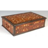 A 19th century Anglo-Indian padouk, ebony and ivory inlaid document box.