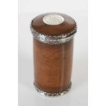 A rare Scottish polished oak upright cylindrical snuff mull,