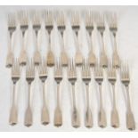 A set of eighteen George IV silver dessert forks, London, 1826,