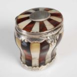 A fine Scottish tortoiseshell and mother-of-pearl banded baluster snuff mull,