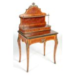 A late 19th century amboyna, kingwood and gilt metal mounted bonheur-du-jour,