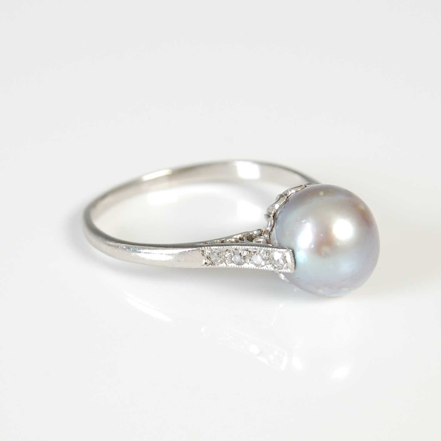 A mid 20th century white metal, pearl and diamond cocktail ring, - Image 2 of 8